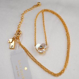 Kate Spade Disco Pansy Mother of Pearl Flower Crystal Pendant Necklace (NWT)